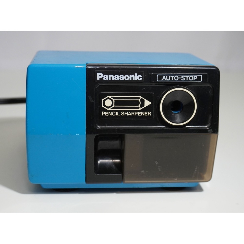 Panasonic KP-123 Electric Pencil Sharpener Blue Auto Stop Japan 80s Tested Works